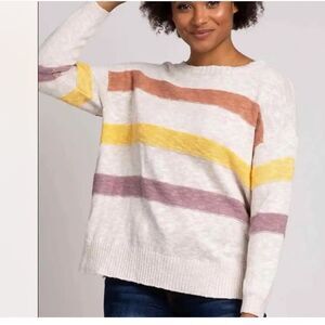 Easel Striped Oversized Sweater Womens Small Cotton Crewneck Pullover